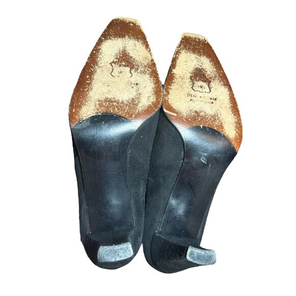 Stuart weitzman Black suede slip on square toe heels size 7 1/2 Y2K 90's style - Picture 8 of 11